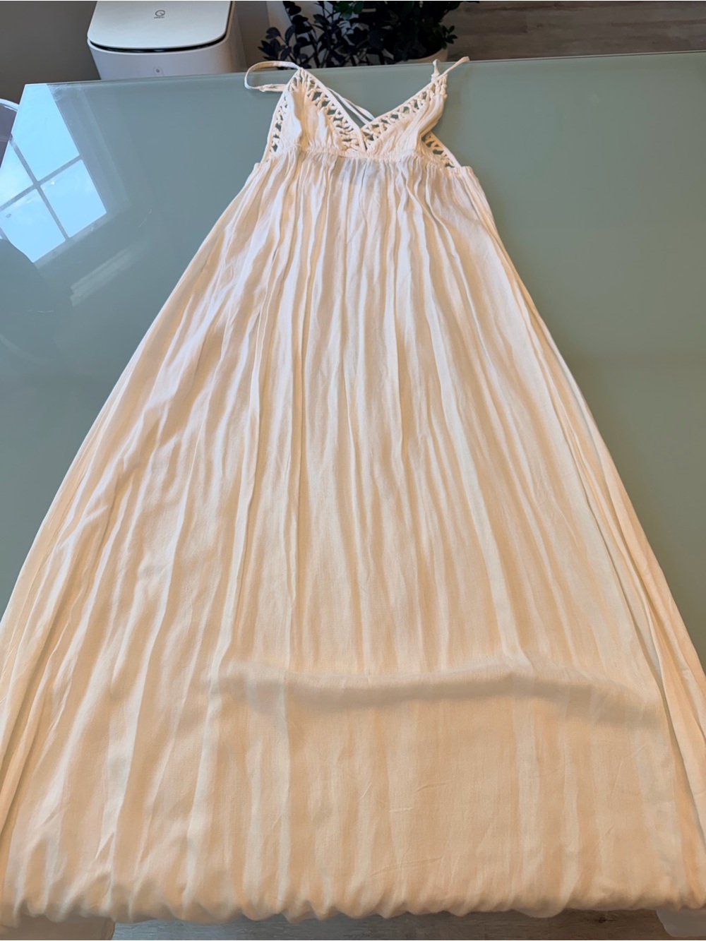 Raviya Cream Boho Crochet Maxi Dress